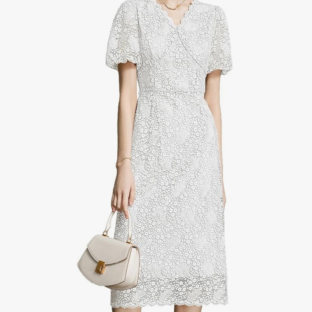 New without tags, Cyper River White Lace Dress short sleeve, women’s size XL.
